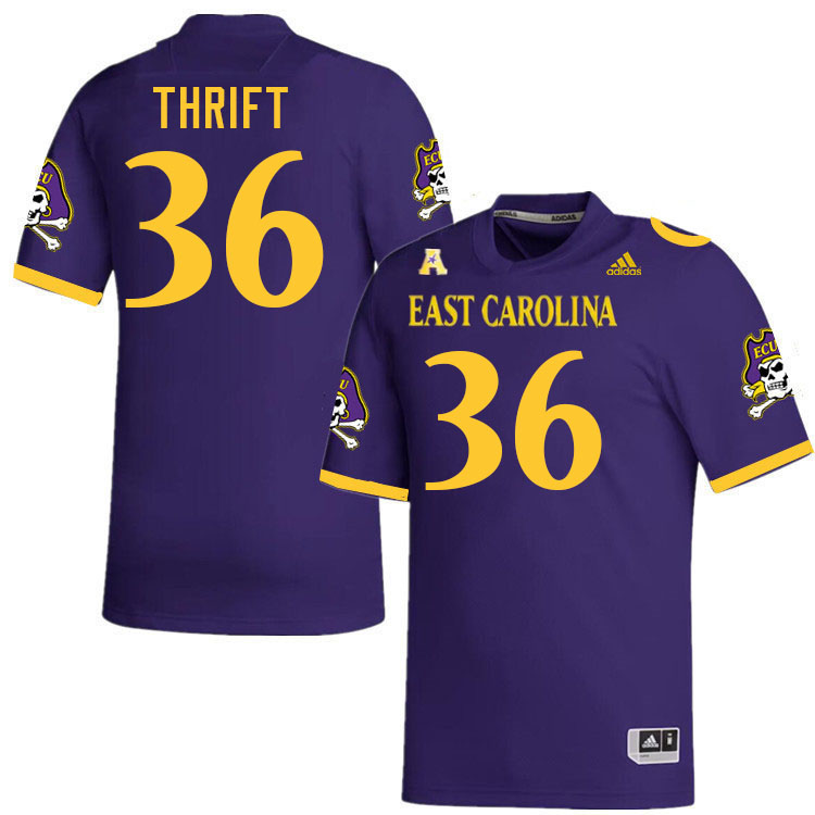 Roger Thrift ECU Jersey,East Carolina Pirates #36 Roger Thrift Jersey Youth College-Purple